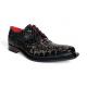 Fennix Italy "Hugo" Black Genuine Crocodile Lace-Up Dress Shoes.